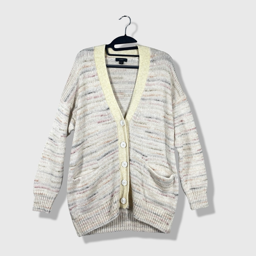 J.Crew Cardigan Sweater Womens XS/S Multicolor Space Dye Oversized Knit Boho